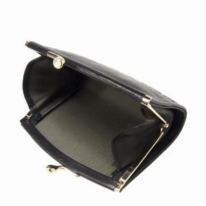Elevated view an open empty purse