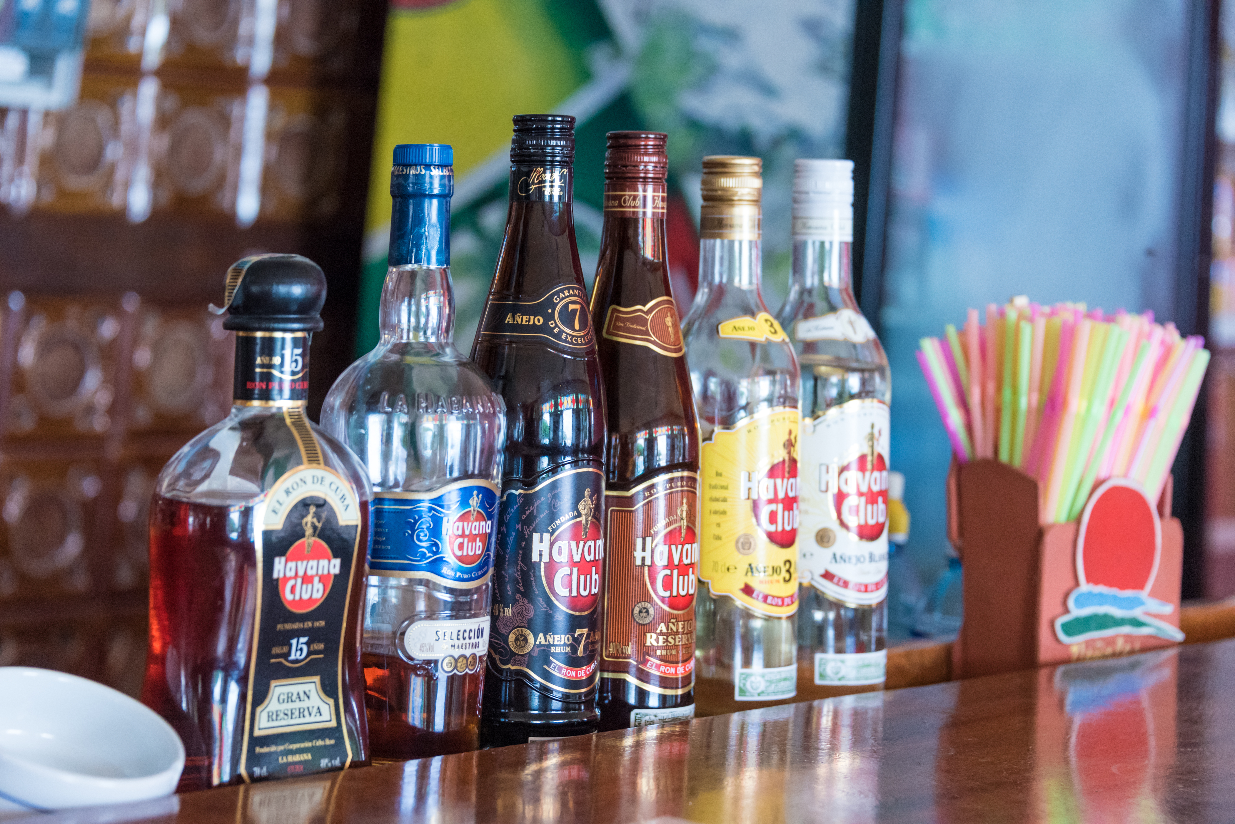 Different kinds of Havana Club rum ordered by age. The older...