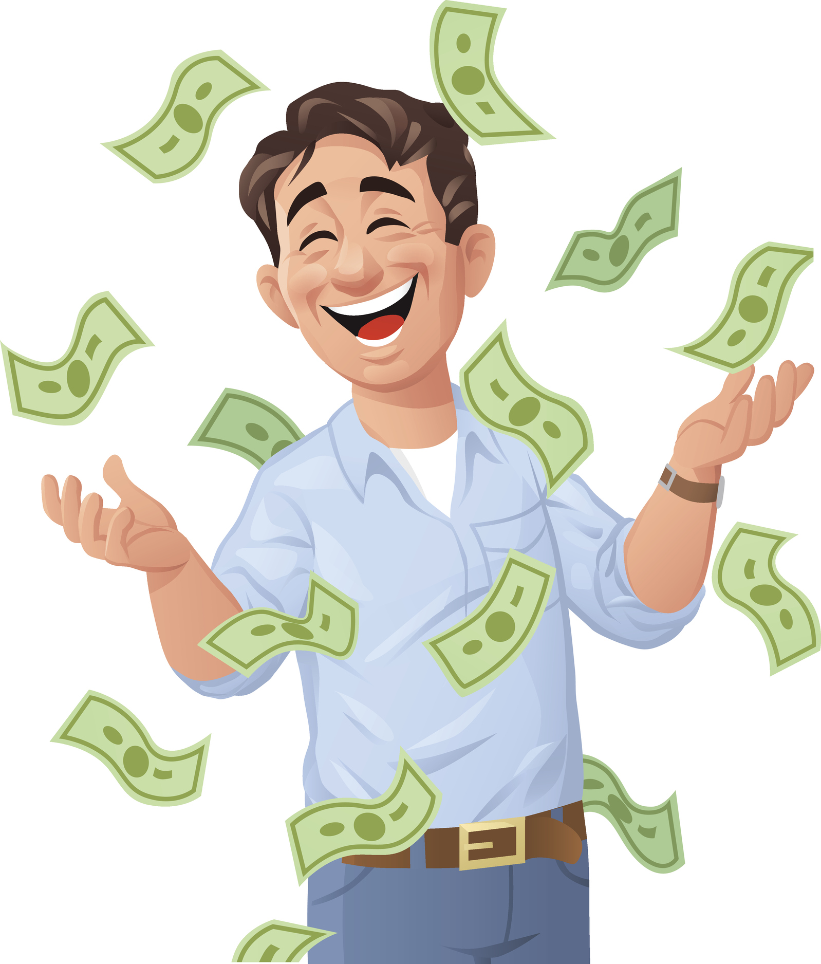 Money Raining Down On Man