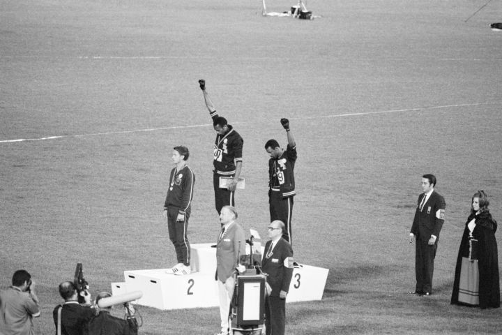 Olympic Medalists Give Black Power Sign