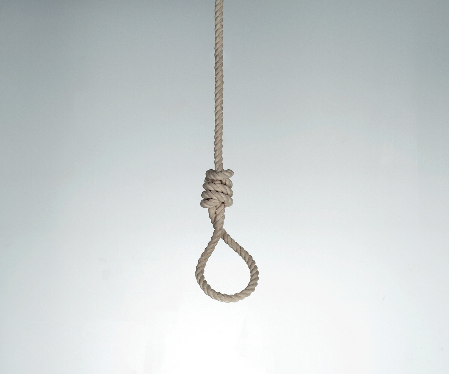 Low Angle View Of Noose Against White Background