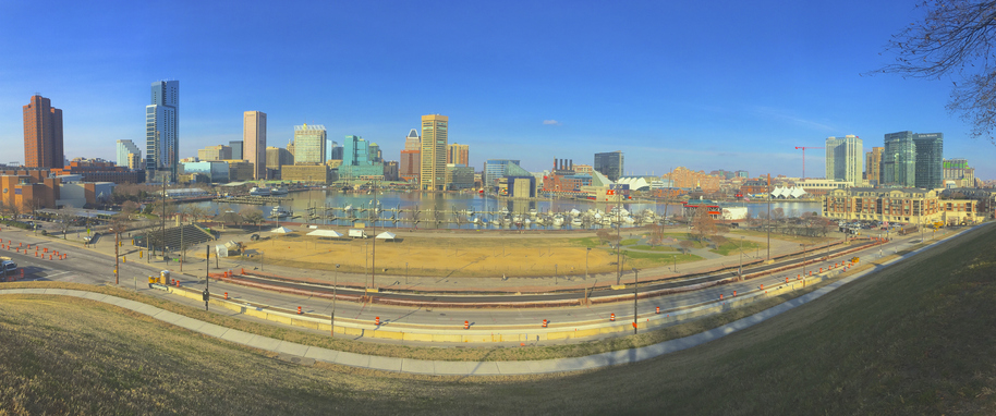 Panoramic view from top of Federal Hill Park, Baltimore