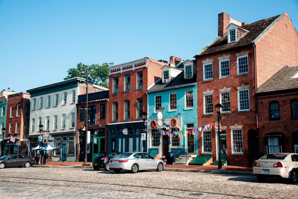 Nineteenth century buildings in Fells Point district of Baltimore, Maryland