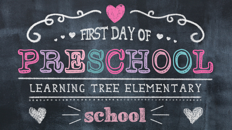 Chalkboard-themed First Day of Preschool sign with colorful, playful lettering. Perfect for back-to-school announcements, classroom decorations, and photo props.