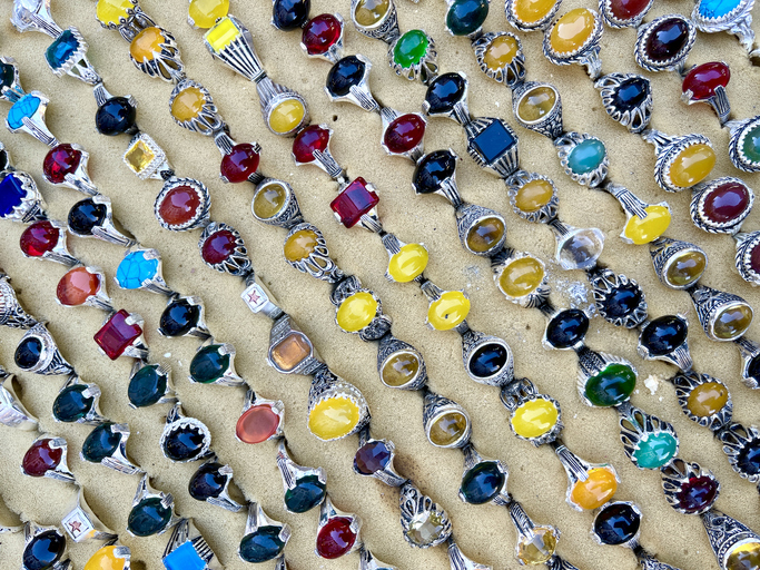 Beautiful rings with colored gems